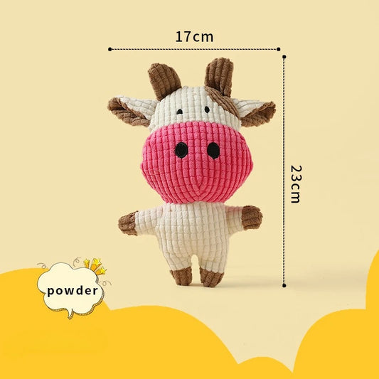 Plush Companion Dog Toy (Monkey, Pig, Cow, Koala, Elephant, Rabbit, Tiger) – Durable Bite-Resistant Squeaky Toy for Teeth Cleaning, Stress Relief & All-Size Dogs