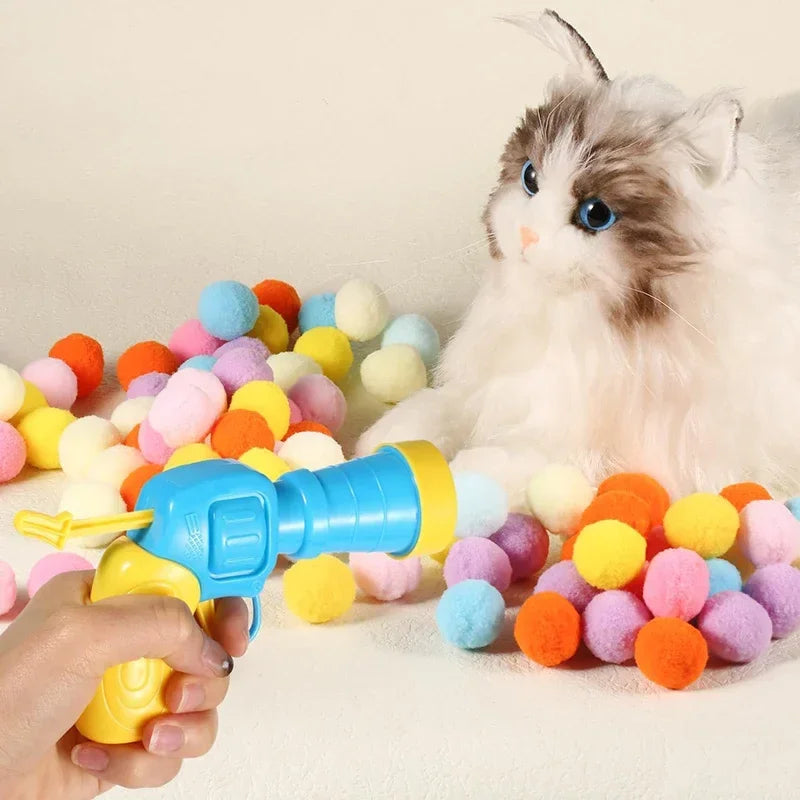 Cat Ball Launcher – Interactive Plush Shooting Ball Toy for Indoor Play, Kitten Training & Exercise