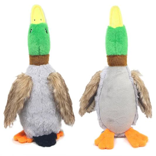 Plush Duck Squeaky Dog Toy – Soft Stuffed Animal with Rope Legs for Teeth Cleaning, Chewing & Interactive Play