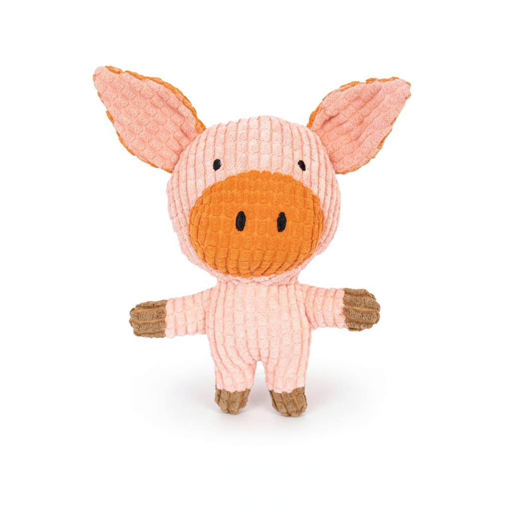 Plush Companion Dog Toy (Monkey, Pig, Cow, Koala, Elephant, Rabbit, Tiger) – Durable Bite-Resistant Squeaky Toy for Dogs of All Sizes