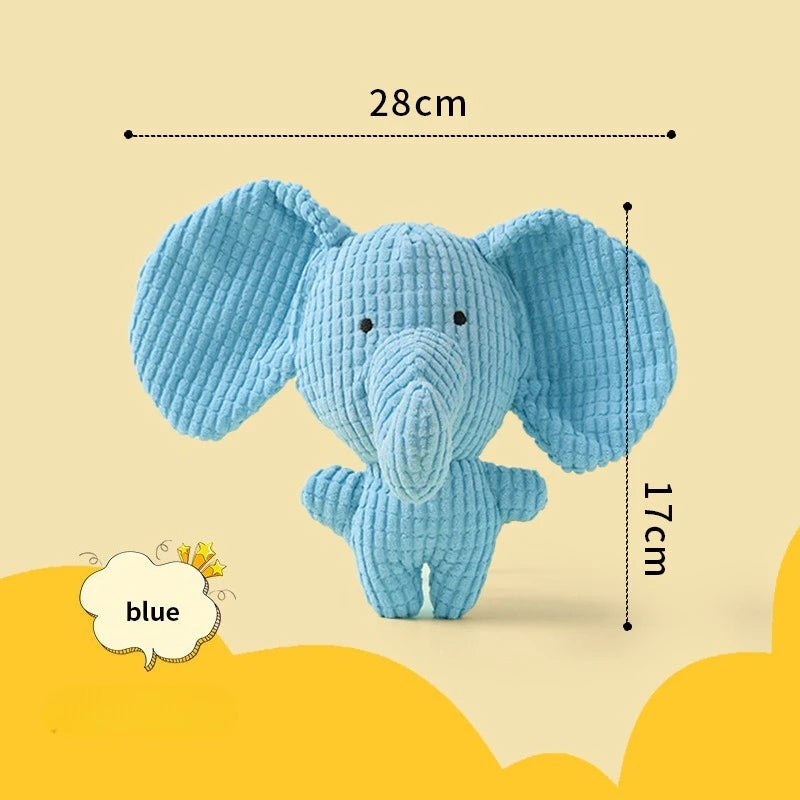 Plush Companion Dog Toy (Monkey, Pig, Cow, Koala, Elephant, Rabbit, Tiger) – Durable Bite-Resistant Squeaky Toy for Teeth Cleaning, Stress Relief & All-Size Dogs