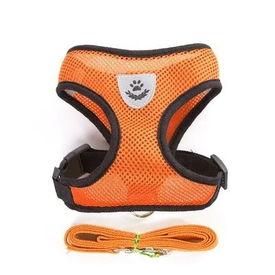Adjustable Cat & Dog Harness with Lead – Breathable Mesh Vest with Reflective Stripes for Small to Medium Pets