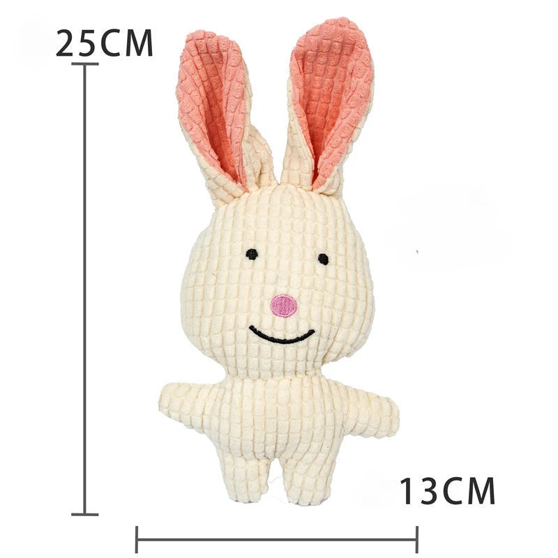 Plush Companion Dog Toy (Monkey, Pig, Cow, Koala, Elephant, Rabbit, Tiger) – Durable Bite-Resistant Squeaky Toy for Teeth Cleaning, Stress Relief & All-Size Dogs