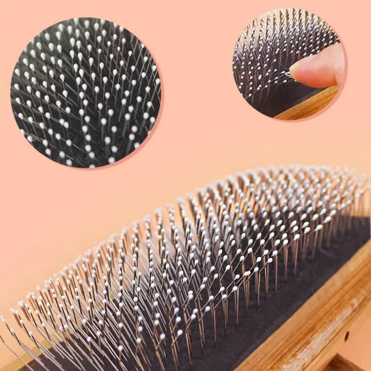 Dog & Cat Wooden Grooming Brush – Pet Hair Remover, Knot-Opening Comb & Massage Brush for Dogs and Cats