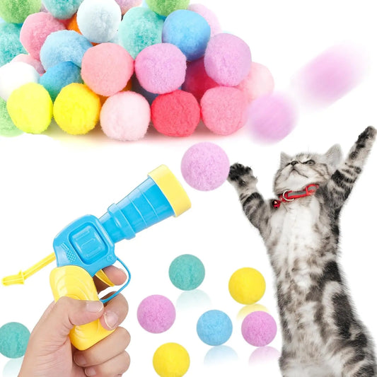 Cat Ball Launcher – Interactive Plush Shooting Ball Toy for Indoor Play, Kitten Training & Exercise