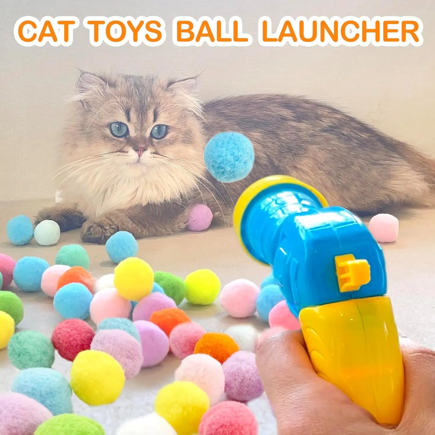 Cat Ball Launcher – Interactive Plush Shooting Ball Toy for Indoor Play, Kitten Training & Exercise