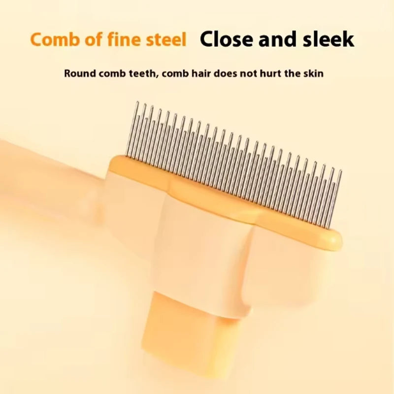 Dual-Purpose Cat Grooming Comb – Floating Teeth Hair Remover Brush with Needle Design for Long & Short Fur