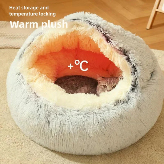 Autumn & Winter Luxury Plush Pet Bed – Soft Semi-Enclosed Cat & Dog Nest, Warm Comforter Mattress for Cozy Sleep