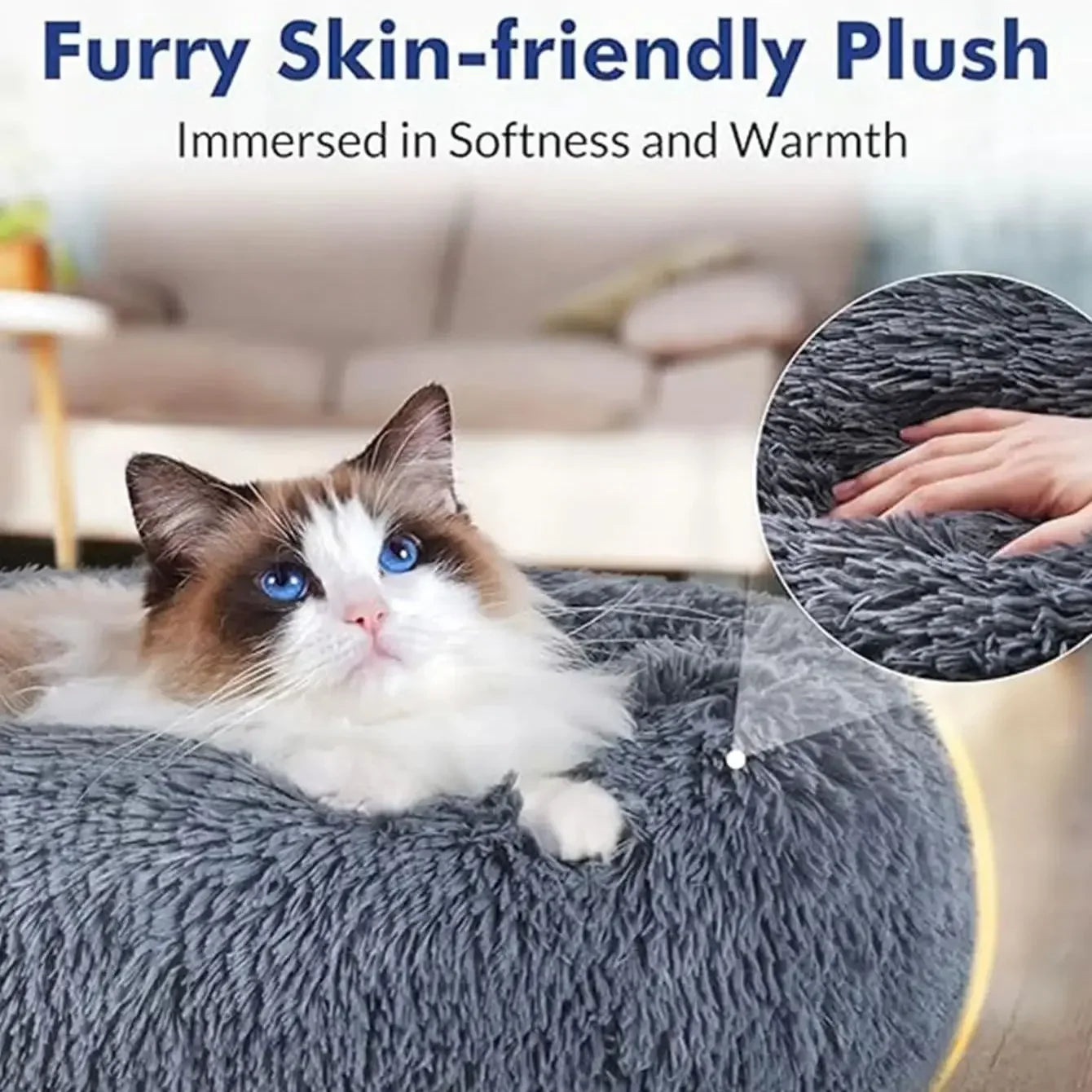 Luxury Round Plush Pet Bed for Small, Medium & Large Dogs – Super Soft Cat & Dog Nest, Winter Warm Fleece Dog House
