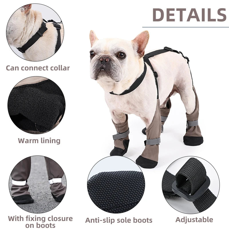 Waterproof Dog Shoes with Back Strap – Anti-Slip, Warm, Anti-Dirty Outdoor Boots for Dogs | Secure Fit Pet Paw Protectors