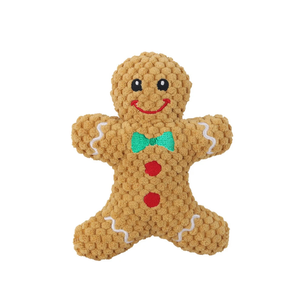 Christmas Dog & Cat Plush Toy – Squeaky Santa, Gingerbread & Reindeer Holiday Toy Soft, Durable, Pet-Safe Plush for Festive Indoor Play