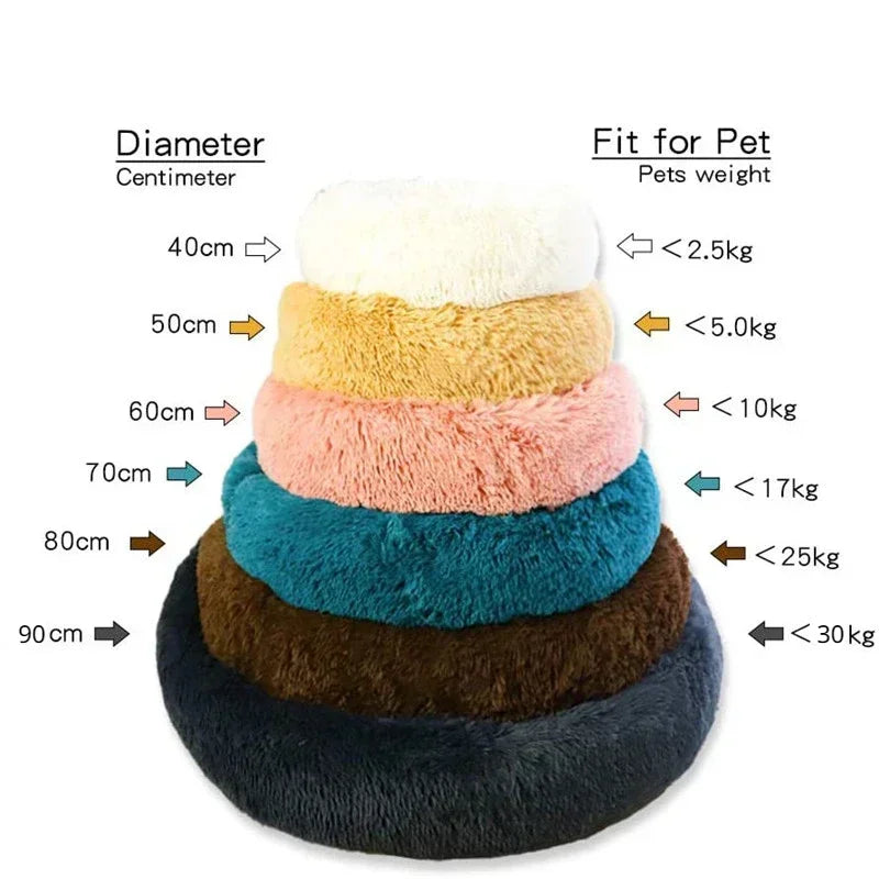Luxury Round Plush Pet Bed for Small, Medium & Large Dogs – Super Soft Cat & Dog Nest, Winter Warm Fleece Dog House