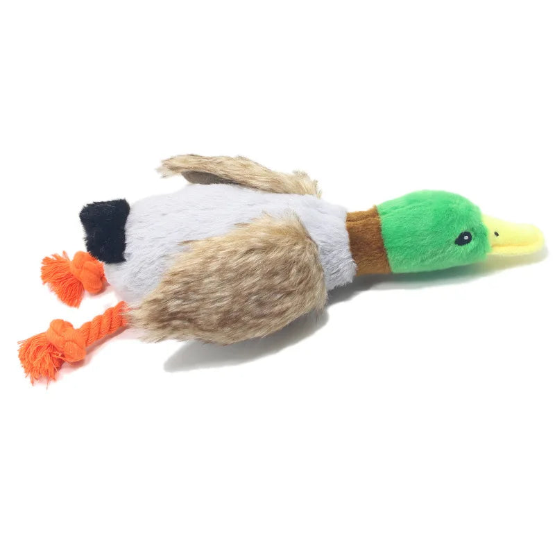 Plush Duck Squeaky Dog Toy – Soft Stuffed Animal with Rope Legs for Teeth Cleaning, Chewing & Interactive Play