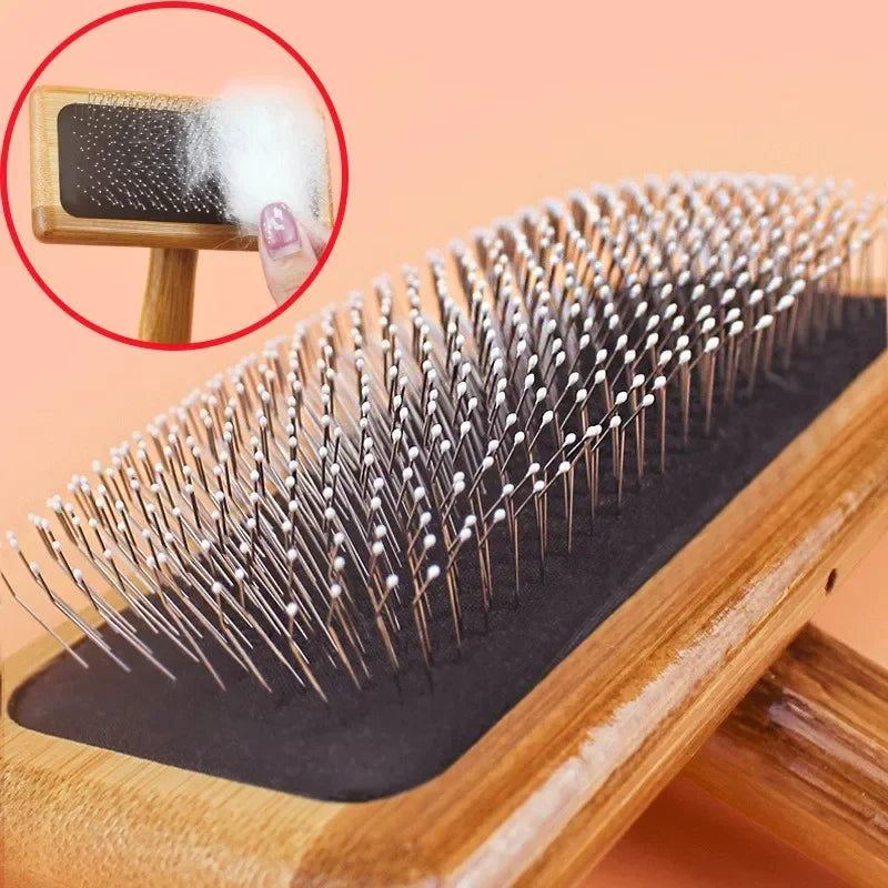 Dog & Cat Wooden Grooming Brush – Pet Hair Remover, Knot-Opening Comb & Massage Brush for Dogs and Cats