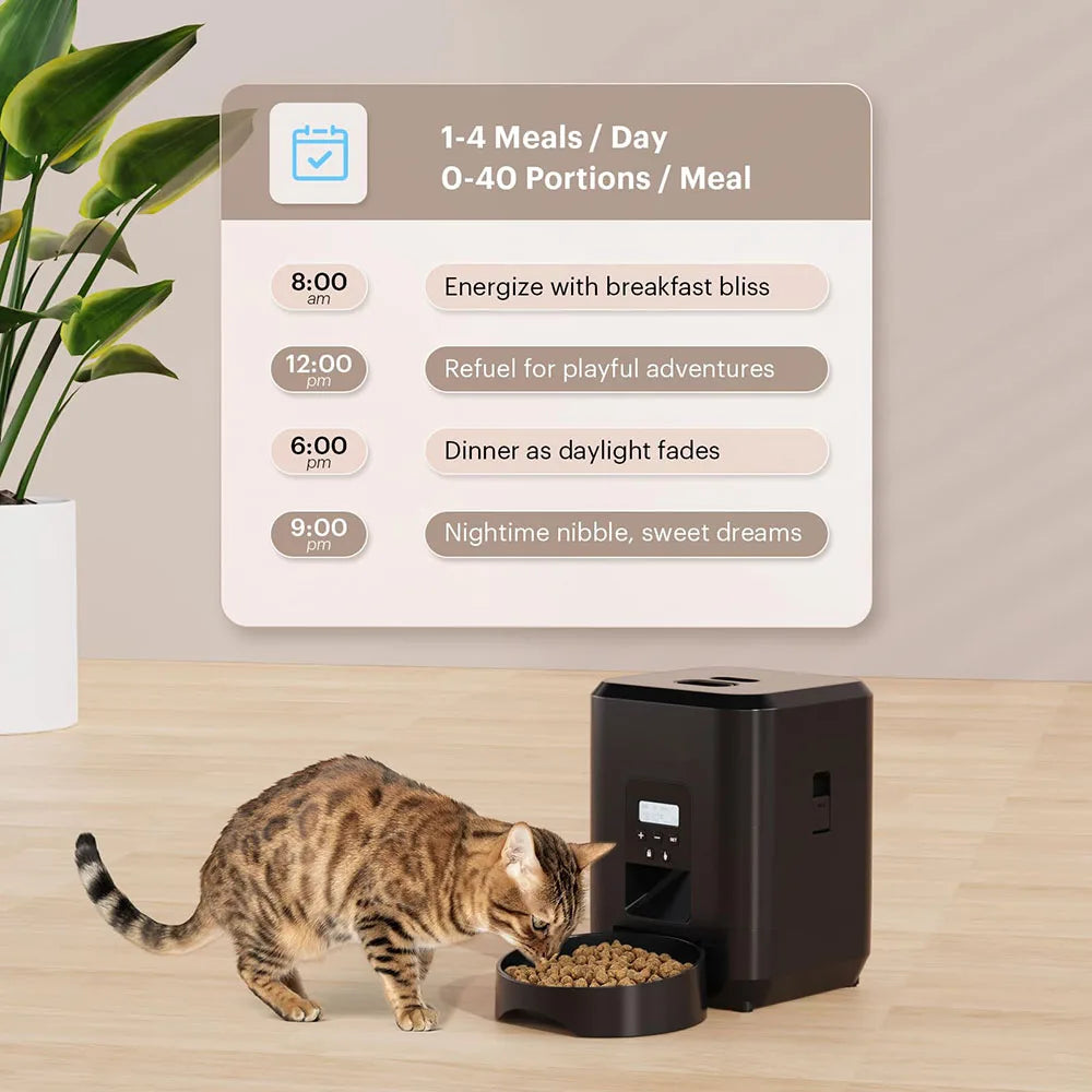 Smart Automatic Pet Feeder – Timed Cat & Dog Food Dispenser with Portion Control | Slow-Feed Bowl for Healthy Eating & Daily Meal Scheduling