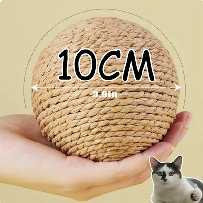 Interactive 10cm Sisal Cat Scratching Ball – Teeth-Cleaning, Anti-Bite Sound Toy for Kittens & Cats