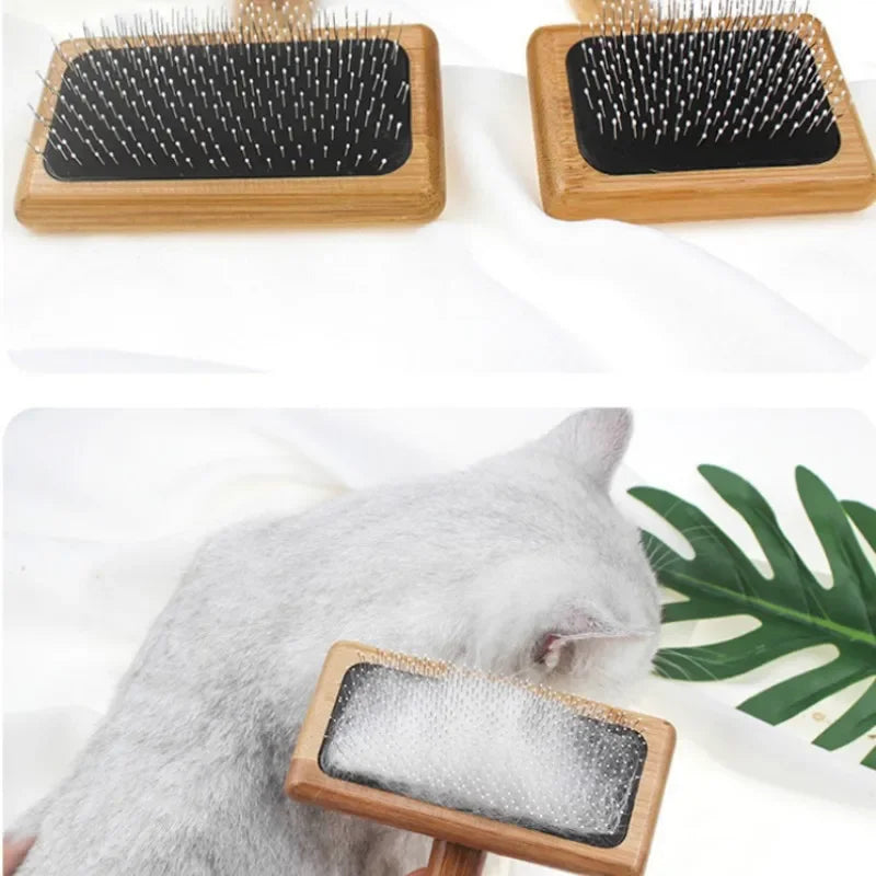 Dog & Cat Wooden Grooming Brush – Pet Hair Remover, Knot-Opening Comb & Massage Brush for Dogs and Cats