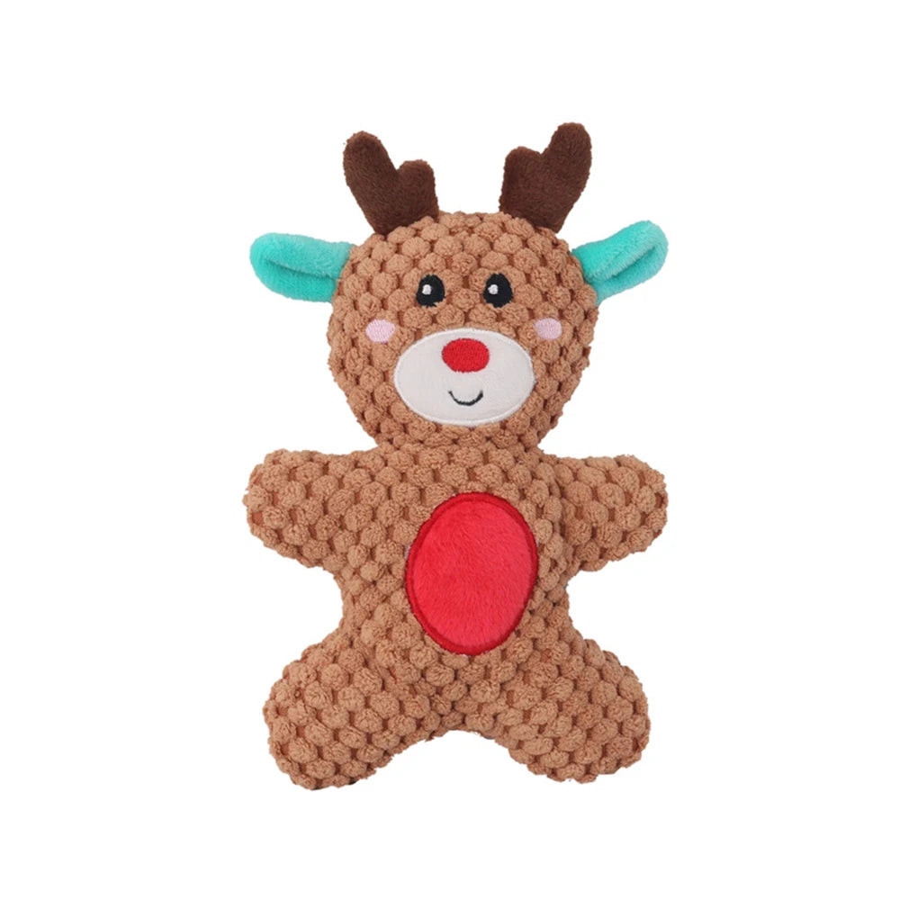 Christmas Dog & Cat Plush Toy – Squeaky Santa, Gingerbread & Reindeer Holiday Toy Soft, Durable, Pet-Safe Plush for Festive Indoor Play
