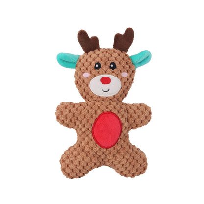 Christmas Dog & Cat Plush Toy – Squeaky Santa, Gingerbread & Reindeer Holiday Toy Soft, Durable, Pet-Safe Plush for Festive Indoor Play